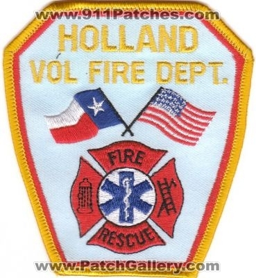 Holland Volunteer Fire Rescue Department (Texas)
Thanks to rbrown962 for this scan.
Keywords: vol. dept.