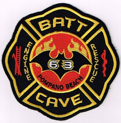 Pompano Beach Fire Department Station 63 Patch (Florida)
Thanks to Ronnie5411 for this scan.
Keywords: dept. engine rescue company co. batt cave