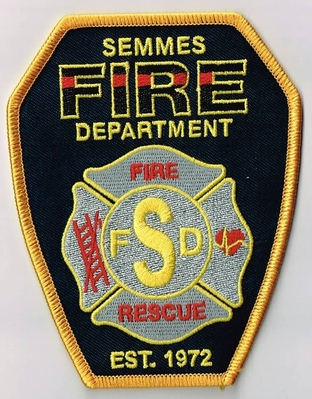 Semmes Fire Rescue Department Patch (Alabama)
Thanks to Ronnie5411 for this scan.
Keywords: dept. sfd fsd est. 1972