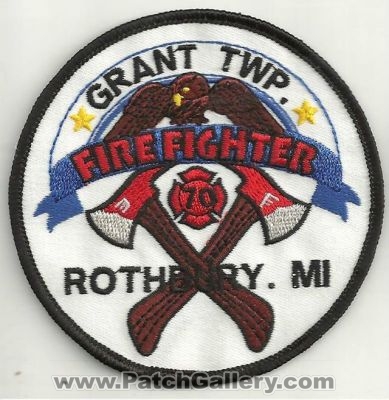 Grant Township Fire Department Firefighter 70 Patch (Michigan)
Thanks to Ronnie5411 for this scan.
Keywords: twp. dept. rothbury