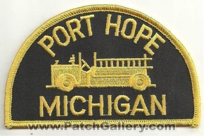 Port Hope Fire Department Patch (Michigan)
Thanks to Ronnie5411 for this scan.
Keywords: dept.