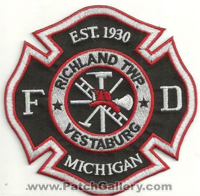 Richland Township Fire Department Vestaburg Patch (Michigan)
Thanks to Ronnie5411 for this scan.
Keywords: twp. dept. fd
