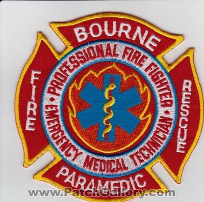 Bourne Fire Rescue Department Paramedic Patch (Massachusetts)
Thanks to BobCalvin12 for this scan.
Keywords: dept. professional firefighter emergency medical technician emt