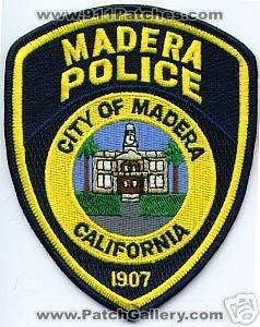 Madera Police (California)
Thanks to apdsgt for this scan.
Keywords: city of