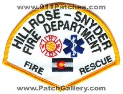 Hillrose Snyder Fire Department Patch (Colorado)
[b]Scan From: Our Collection[/b]
Keywords: rescue
