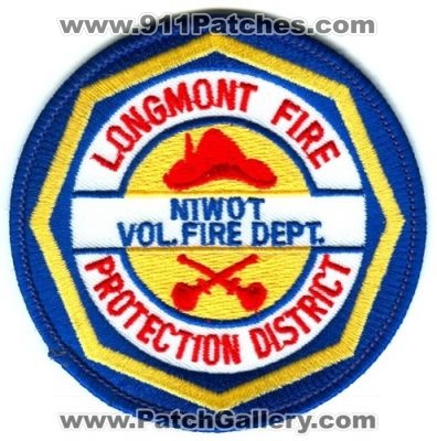 Longmont Fire Protection District Niwot Volunteer Fire Department Patch (Colorado)
[b]Scan From: Our Collection[/b]
Keywords: dept