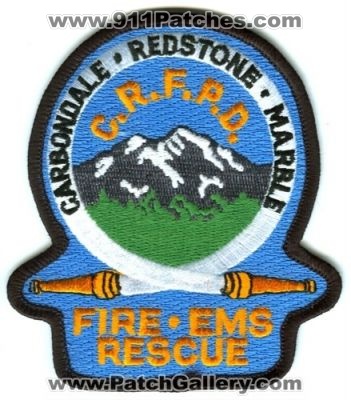 Carbondale And Rural Fire Protection District EMS Rescue Patch (Colorado)
Scan By: PatchGallery.com
Keywords: redstone marble c.r.f.p.d. crfpd
