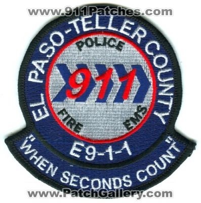 El Paso Teller County 911 Patch (Colorado)
[b]Scan From: Our Collection[/b]
Keywords: e9-1-1 fire ems police
