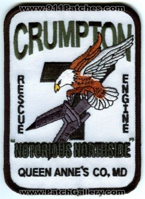 Crumpton Fire Engine 7 Rescue 7 Patch (Maryland)
[b]Scan From: Our Collection[/b]
County: Queen Anne's
Keywords: annes