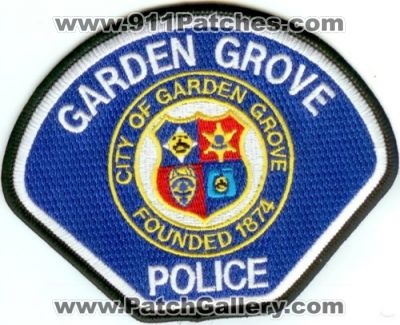 Garden Grove Police (California)
Thanks to Police-Patches-Collector.com for this scan.
Keywords: city of