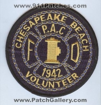 Chesapeake Beach Volunteer Fire Department (Virginia)
Thanks to Brent Kimberland for this scan.
Keywords: fd p.a.c. pac