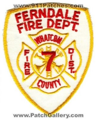 Ferndale Fire Department Whatcom County District 7 (Washington)
Scan By: PatchGallery.com
Keywords: dept. co. dist. number no. #7