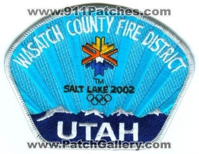 Wasatch County Fire District Salt Lake 2002 Winter Olympics Patch (Utah)
Scan By: PatchGallery.com
Keywords: co. dist. department dept.
