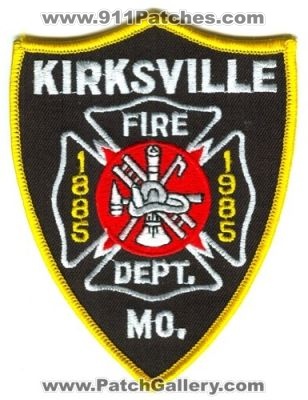 Kirksville Fire Department Patch (Missouri)
Scan By: PatchGallery.com
Keywords: dept. mo. 1885 1985 100 years