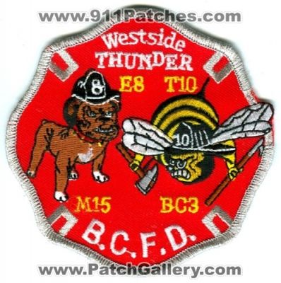Baltimore City Fire Department Engine 8 Truck 10 Medic 15 Battalion Chief 3 Patch (Maryland)
Scan By: PatchGallery.com
Keywords: b.c.f.d. bcfd e8 t10 m15 bc3 company co. station westside thunder
