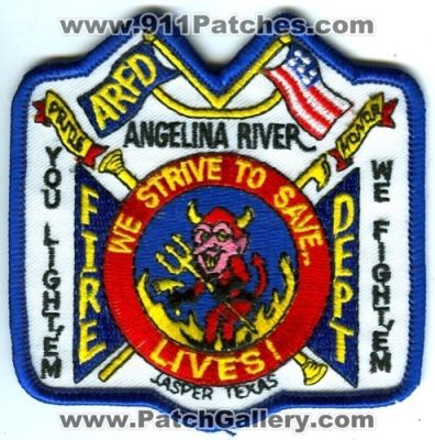 Angelina River Fire Department (Texas)
Scan By: PatchGallery.com
Keywords: dept arfd jasper