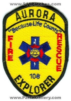 Aurora Fire Rescue Department Explorer Post 108 Patch (Colorado)
[b]Scan From: Our Collection[/b]
Keywords: dept.