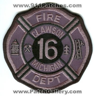 Clawson Fire Department 16 (Michigan)
Scan By: PatchGallery.com
Keywords: dept
