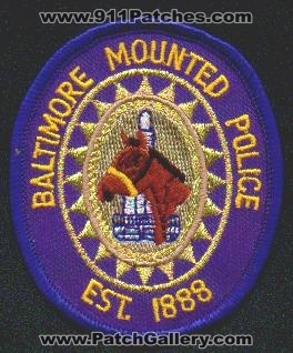 Baltimore Police Mounted
Thanks to EmblemAndPatchSales.com for this scan.
Keywords: maryland