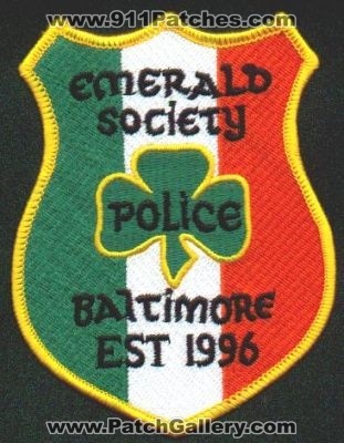 Baltimore Police Emerald Society
Thanks to EmblemAndPatchSales.com for this scan.
Keywords: maryland