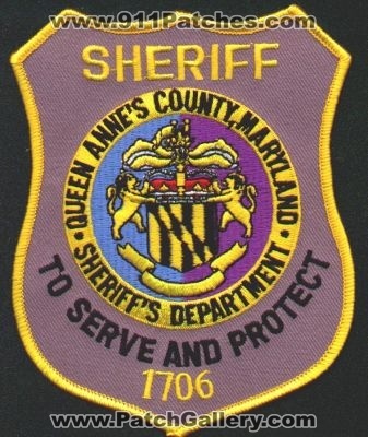 Queen Anne's County Sheriff
Thanks to EmblemAndPatchSales.com for this scan.
Keywords: maryland annes sheriff's sheriffs department