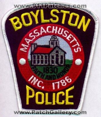 Boylston Police
Thanks to EmblemAndPatchSales.com for this scan.
Keywords: massachusetts