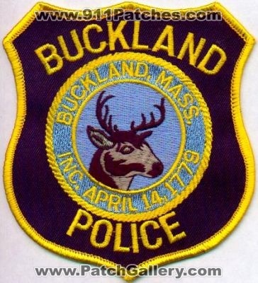 Buckland Police
Thanks to EmblemAndPatchSales.com for this scan.
Keywords: massachusetts