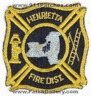 Henrietta Fire Dist
Thanks to PaulsFirePatches.com for this scan.
Keywords: new york district