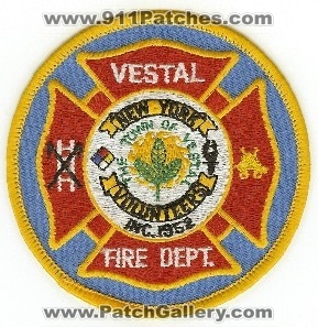 Vestal Fire Dept
Thanks to PaulsFirePatches.com for this scan.
Keywords: new york department town of