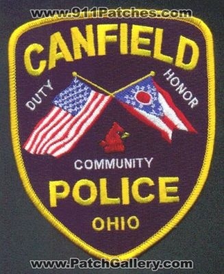 Canfield Police
Thanks to EmblemAndPatchSales.com for this scan.
Keywords: ohio