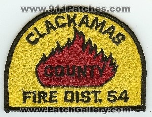 Clackamas County Fire Dist 54
Thanks to PaulsFirePatches.com for this scan.
Keywords: oregon district