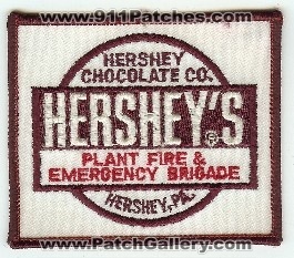 Hershey Chocolate Co Plant Fire & Emergency Brigade
Thanks to PaulsFirePatches.com for this scan.
Keywords: pennsylvania company