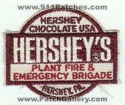 Hershey Chocolate Co Plant FIre & Emergency Brigade
Thanks to PaulsFirePatches.com for this scan.
Keywords: pennsylvania company