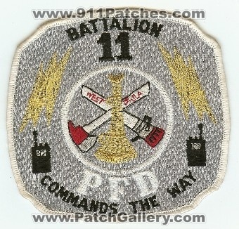 Philadelphia Fire Battalion 11
Thanks to PaulsFirePatches.com for this scan.
Keywords: pennsylvania department pfd
