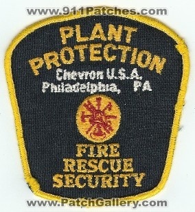 Philadelphia Chevron Reginery Plant Protection
Thanks to PaulsFirePatches.com for this scan.
Keywords: pennsylvania fire rescue security