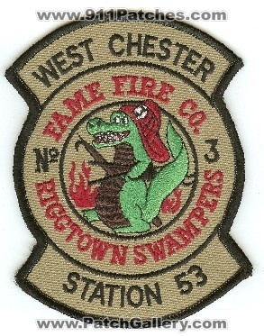 West Chester Fire Station 53
Thanks to PaulsFirePatches.com for this scan.
Keywords: pennsylvania fame company no number 3