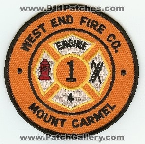 West End Fire Co
Thanks to PaulsFirePatches.com for this scan.
Keywords: pennsylvania company engine 1 4 mount mt carmel
