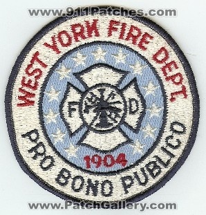 West York Fire Dept
Thanks to PaulsFirePatches.com for this scan.
Keywords: pennsylvania department