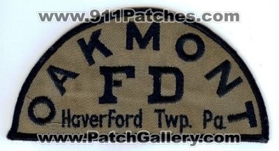 Oakmont FD
Thanks to PaulsFirePatches.com for this scan.
Keywords: pennsylvania fire department haverford twp township