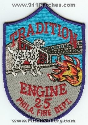 Philadelphia Fire Engine 25
Thanks to PaulsFirePatches.com for this scan.
Keywords: pennsylvania department dept pfd