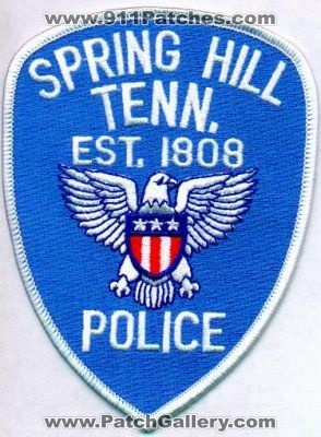 Spring Hill Police
Thanks to EmblemAndPatchSales.com for this scan.
Keywords: tennessee