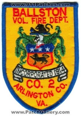 Ballston Volunteer Fire Department Arlington Company 2 (Virginia)
Scan By: PatchGallery.com
Keywords: vol. dept. co. county va.
