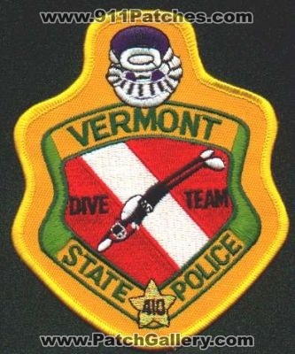 Vermont State Police Dive Team
Thanks to EmblemAndPatchSales.com for this scan.
