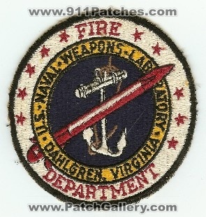 US Naval Weapons Laboratory Fire Department
Thanks to PaulsFirePatches.com for this scan.
Keywords: virginia u.s. navy dahlgren