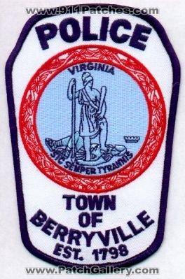 Berryville Police
Thanks to EmblemAndPatchSales.com for this scan.
Keywords: virginia town of