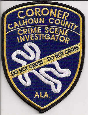 Calhoun County Coroner Crime Scene Investigator (Alabama)
Thanks to EmblemAndPatchSales.com for this scan.
