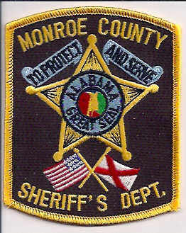Monroe County Sheriff's Department (Alabama)
Thanks to EmblemAndPatchSales.com for this scan.
Keywords: sheriffs dept