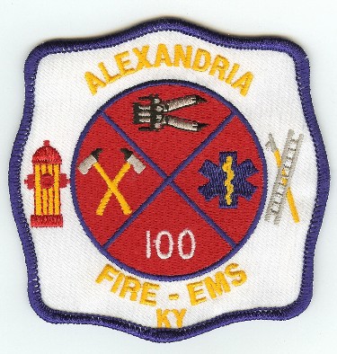 Alexandria Fire EMS
Thanks to PaulsFirePatches.com for this scan.
Keywords: kentucky