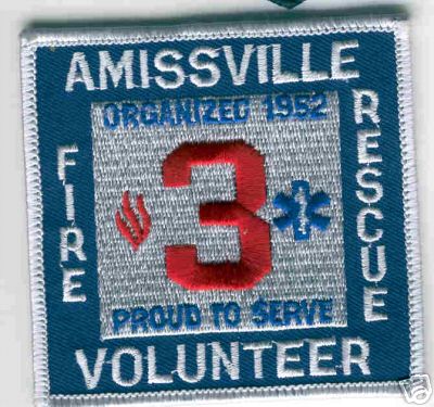 Amissville Volunteer Fire Rescue
Thanks to Brent Kimberland for this scan.
Keywords: virginia 3
