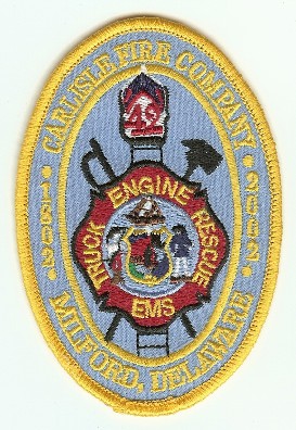 Carlisle Fire Company
Thanks to PaulsFirePatches.com for this scan.
Keywords: delaware 42 engine truck rescue ems milford